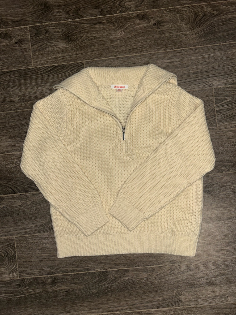 Joe Fresh Cream Zip-Neck Knit Sweater